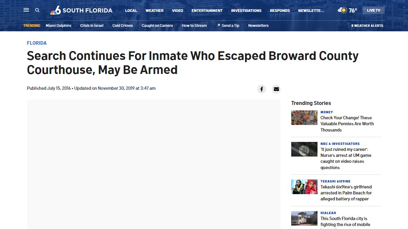 Search Continues For Inmate Who Escaped Broward County Courthouse, May ...